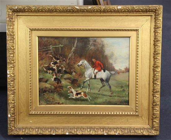 Wilson Hepple (1854-1937) Huntsman with hounds 12 x 15.5in.